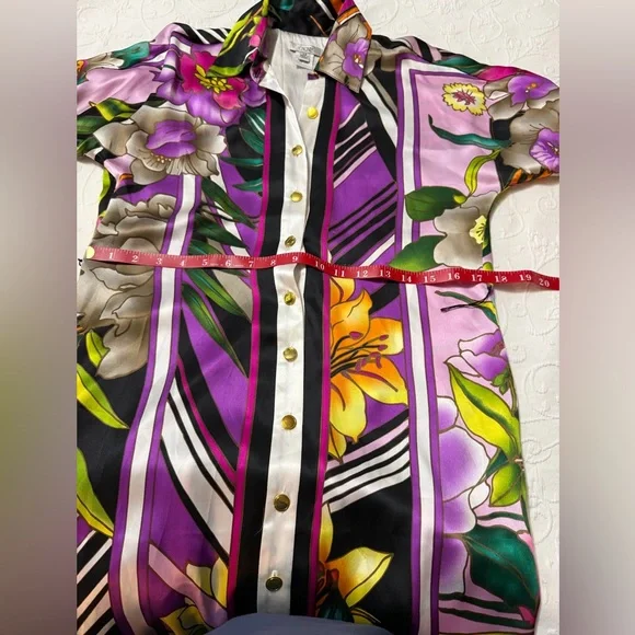 Cache Vibrant Purple Floral Belted Shirt Dress - Picture 6 of 9